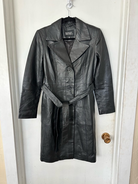Badgley Mischka Jackets & Blazers - NWOT Badgley Mischka Black Leather Trench w/Belt Womens S